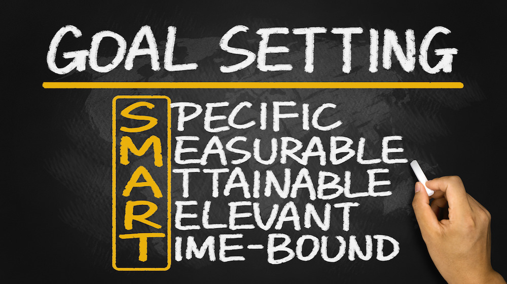 smart goal setting concept hand drawn on blackboard