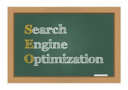 SEO text on chalkboard