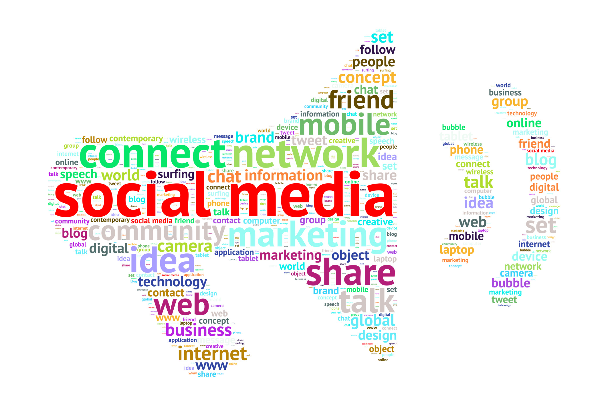 Social Media Word Cloud with Megaphone Shape