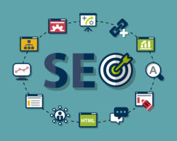 scheme with icons isolated main activities related to seo